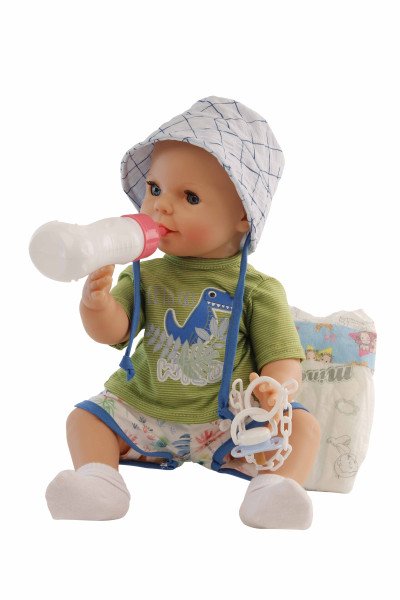 Schildkröt Manufaktur Kleidung zu Trink + Näßbaby 40 cm Finn weißUgrün/blau Fabrikpreis