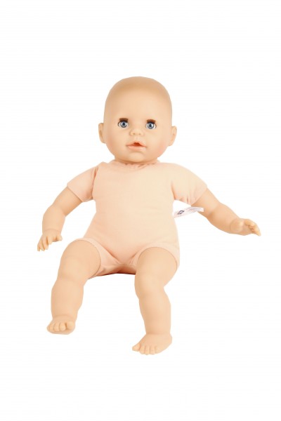 Schildkröt Manufaktur Baby Amy 45 cm mit Schnuller, Malhaar, blaue Schlafaugen, Kleidung rose mit Früchten Flash Sale