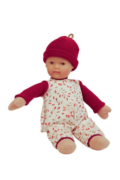 Schildkröt Manufaktur Overall mit Mütze zu Puppe Schmuserle 30 cm in rot/weiss Saisonschlussverkauf