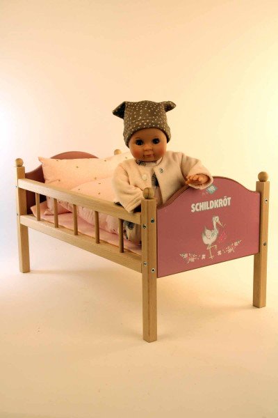 Schildkröt Manufaktur Puppe Schlummerle 32 cm mit Malhaar und braunen Schlafaugen, Kleidung rose/weiss/braun Cyber Monday