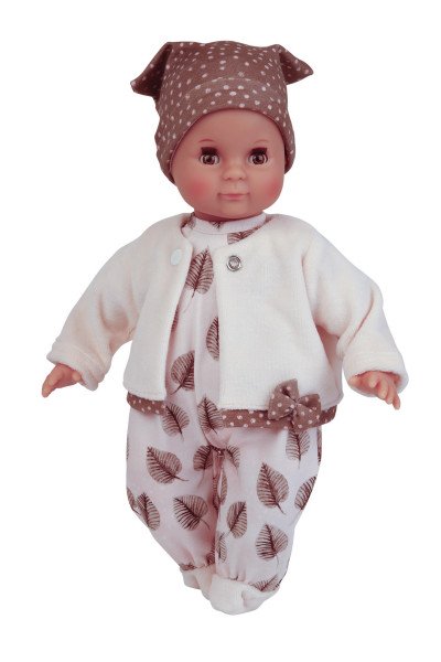 Schildkröt Manufaktur Kleidung zu Puppe Schlummerle 32 cm, rose Overall mit weißer Jacke und braune Tupfenmütze Weihnachtsangebot