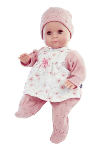 Schildkröt Manufaktur Kleidung zu Puppe Schlummerle 32 cm, Strickoverall mit Kleid und Mütze rose/weiiss Valentinstagsangebot