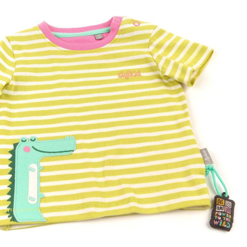 Sigikid Baby T-Shirt geringelt mit Krokodil Motiv Nur noch ein Tag übrig