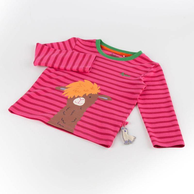 Sigikid Kinder Langarmshirt Crazy Lama, pink gestreift Fabrik Onlineshop