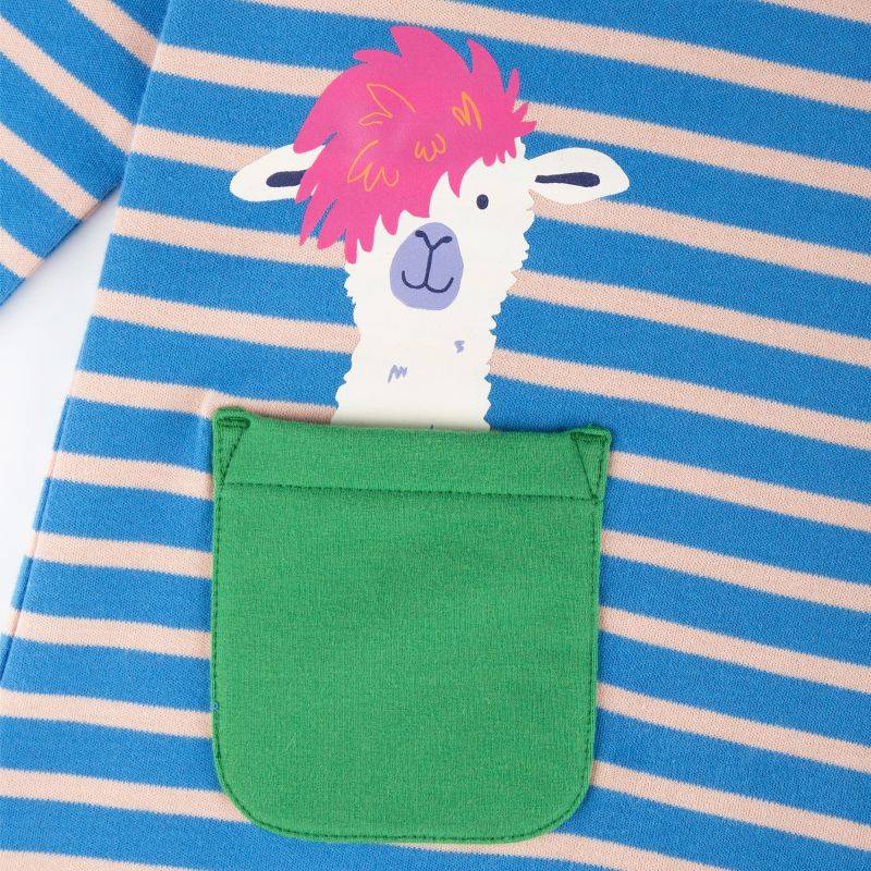 Sigikid Kinder Kleid Crazy Lama, blau gestreift Sonderangebot