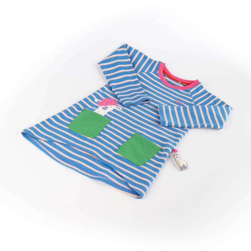Sigikid Kinder Kleid Crazy Lama, blau gestreift Sonderangebot