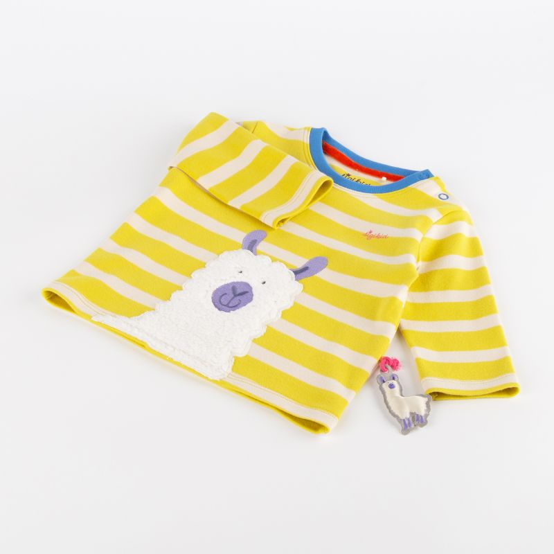 Sigikid Baby Langarmshirt Crazy Lama, gelb gestreift Versandkostenfrei