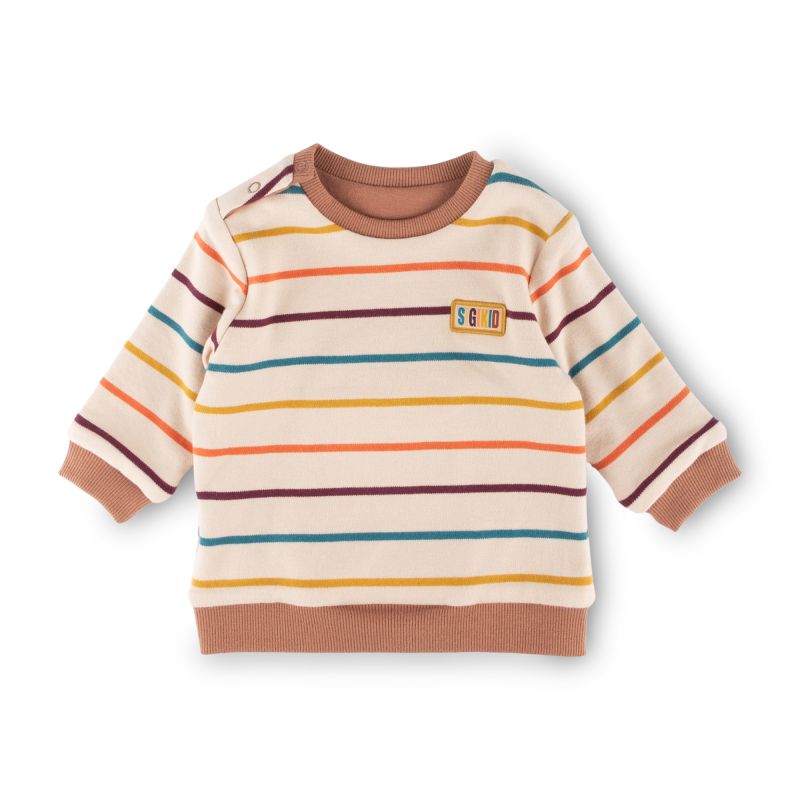 Sigikid Baby Wendeshirt Bär, bunt gestreift oder braun Flash Sale