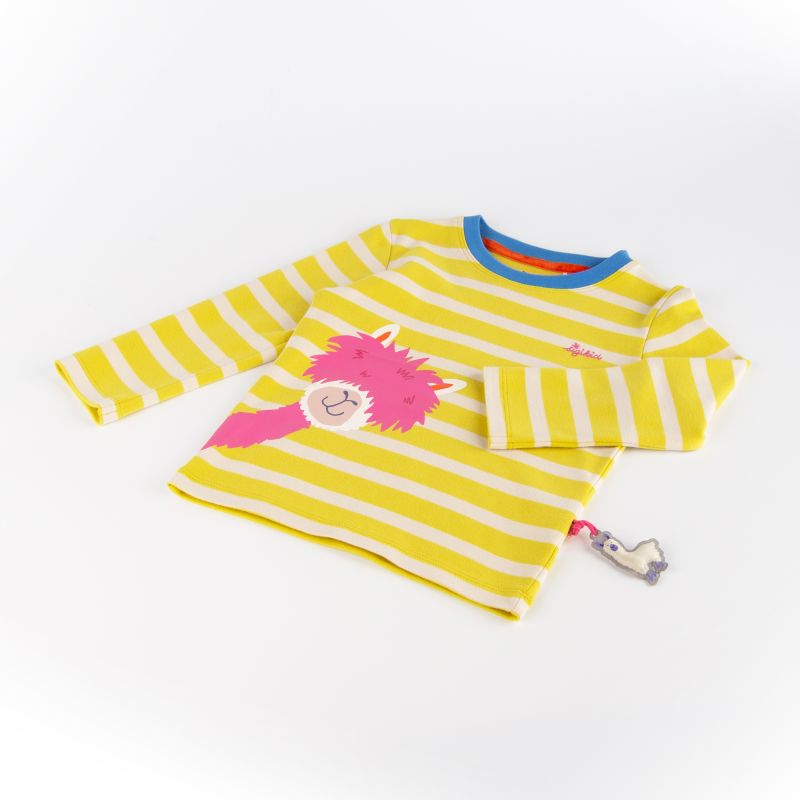Sigikid Kinder Langarmshirt Crazy Lama, gelb gestreift Begrenztes Angebot