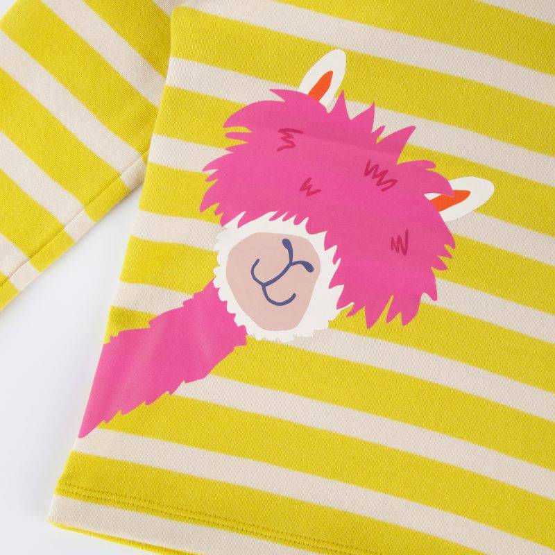 Sigikid Kinder Langarmshirt Crazy Lama, gelb gestreift Begrenztes Angebot