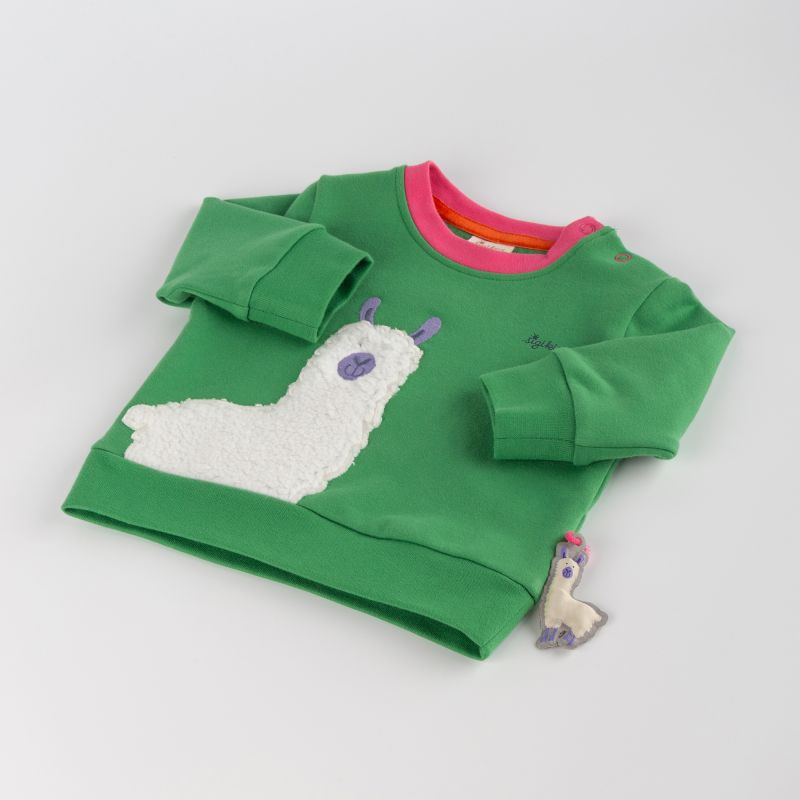Sigikid Baby Sweatshirt Crazy Lama, grün Saisonschlussverkauf