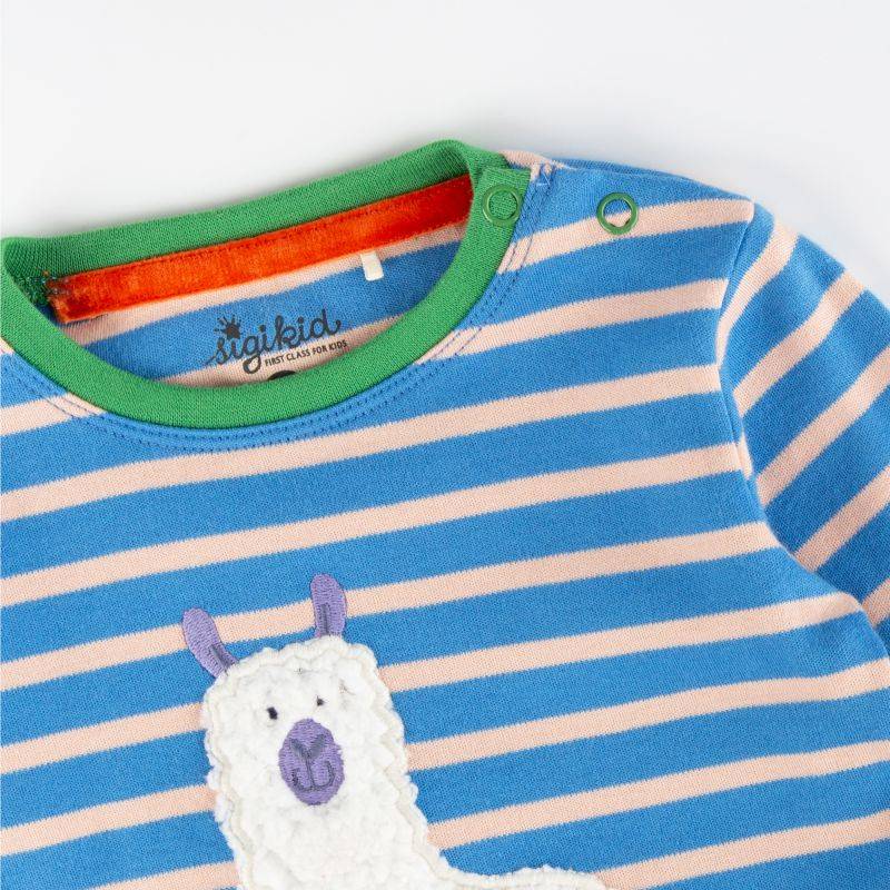 Sigikid Baby Langarmshirt Crazy Lama, blau gestreift Muttertagsangebot