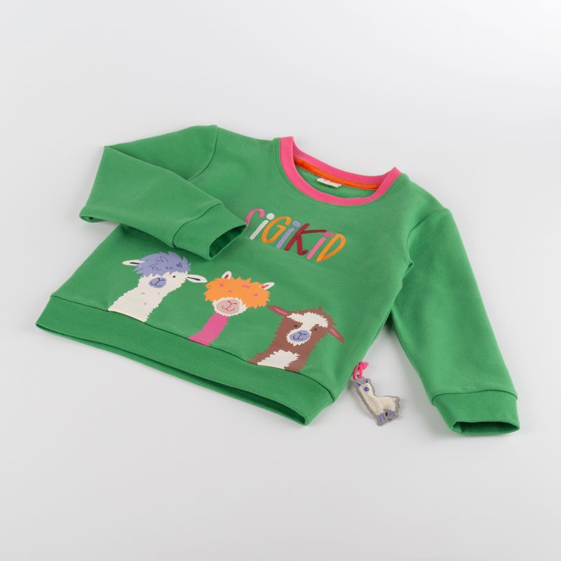 Sigikid Kinder Sweatshirt Crazy Lama, grün Tägliche Deals