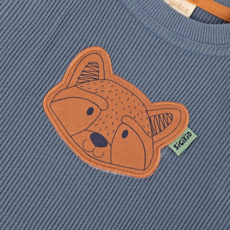 Sigikid Baby Langarmshirt mit Waschbären Motiv, blau Fabrikpreis