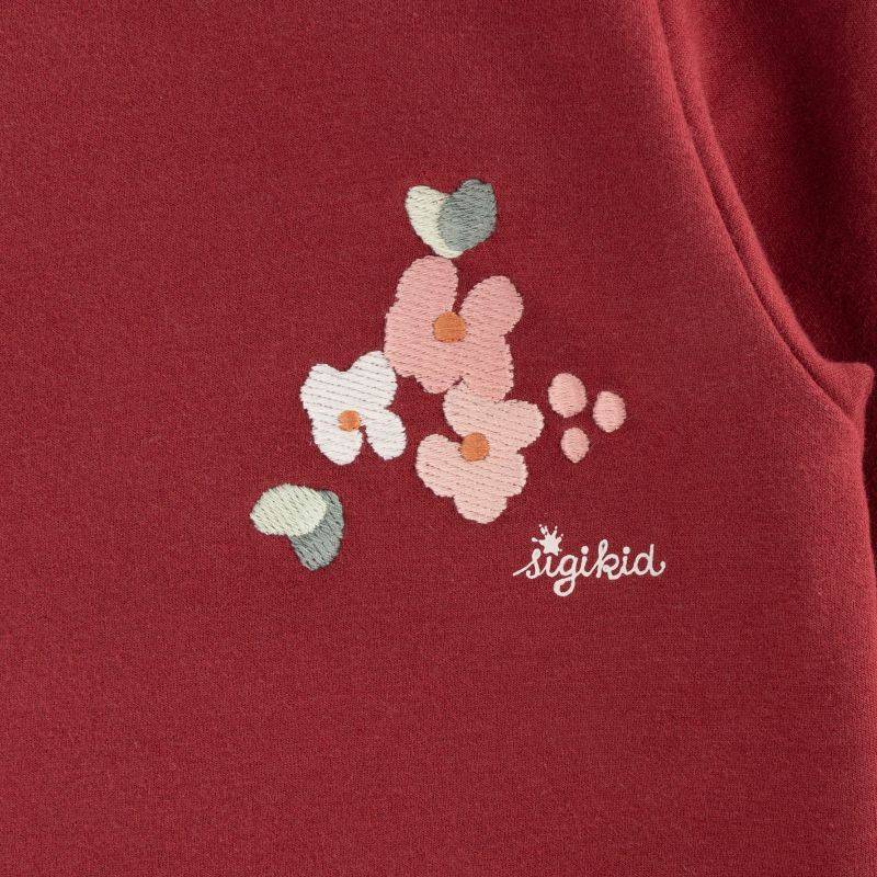 Sigikid Kinder Sweatkleid mit Stickmotiv Blumen, dunkelrot Günstig kaufen