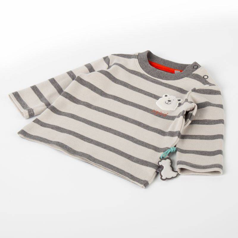 Sigikid Baby Langarmshirt Eisbär, grau geringelt Exklusivangebot