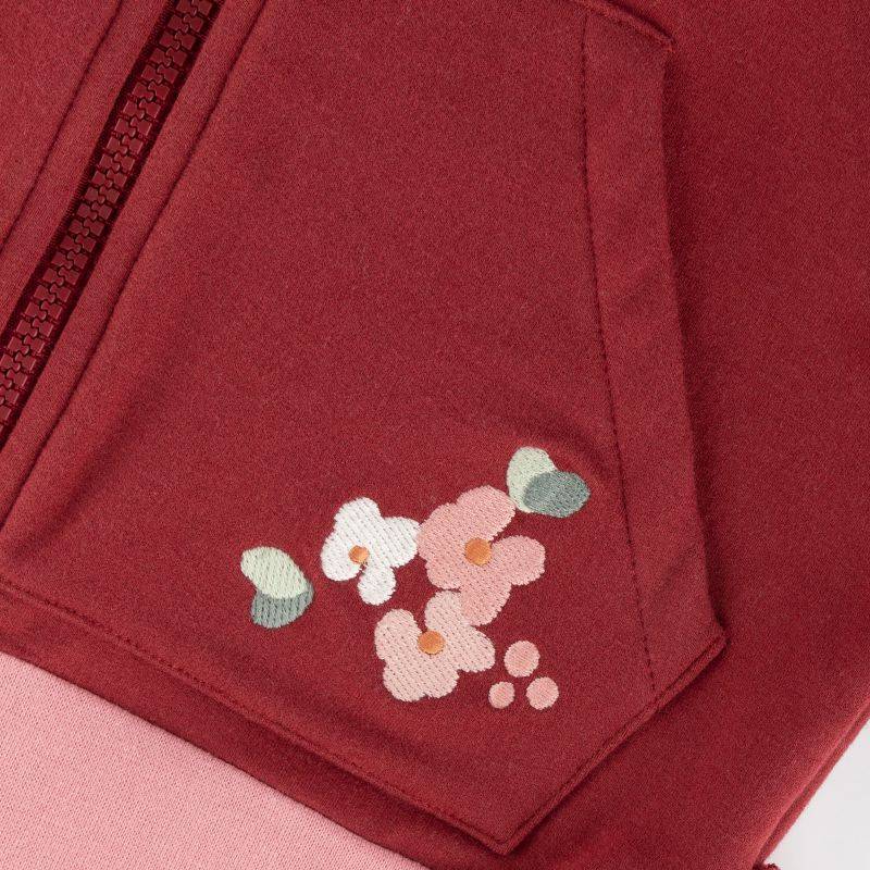 Sigikid Kinder Sweatjacke mit Kapuze und Stickmotiv Blumen, dunkelrot Osterangebot