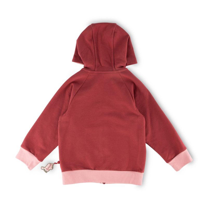 Sigikid Kinder Sweatjacke mit Kapuze und Stickmotiv Blumen, dunkelrot Osterangebot
