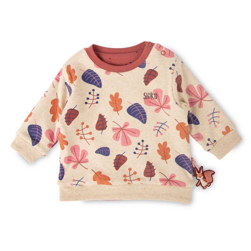 Sigikid Baby Wendeshirt rotbraun mit Pünktchen/bunter Herbstprint Top Angebot