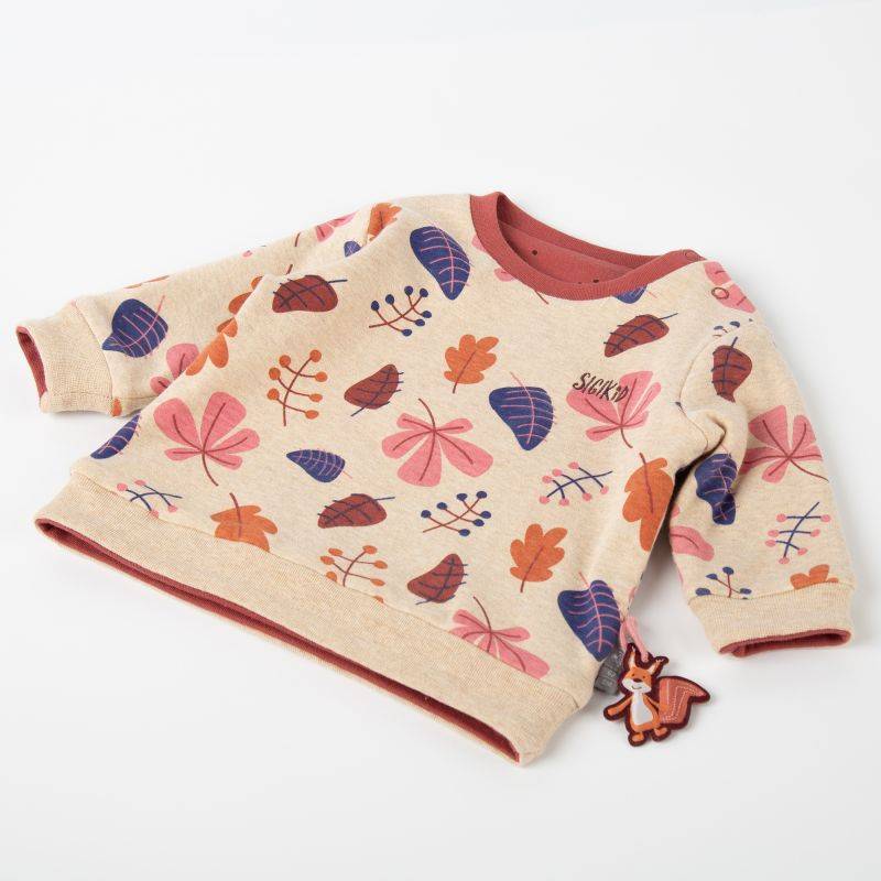 Sigikid Baby Wendeshirt rotbraun mit Pünktchen/bunter Herbstprint Top Angebot
