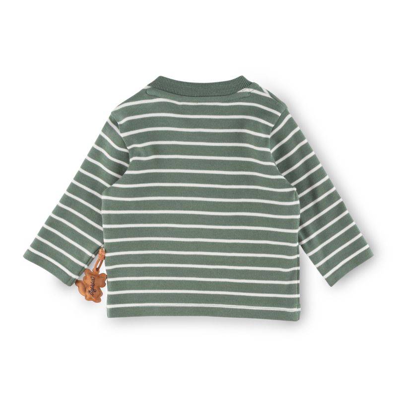 Sigikid Baby Langarm Ringelshirt mit Waschbären Motiv, grün-weiß Neuheiten