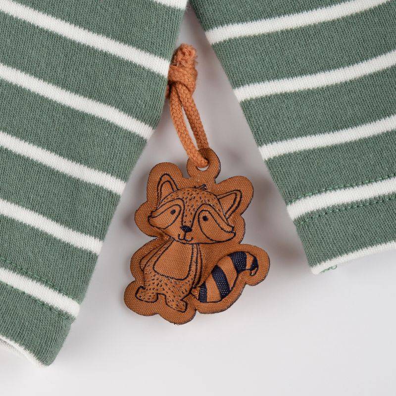 Sigikid Baby Langarm Ringelshirt mit Waschbären Motiv, grün-weiß Neuheiten