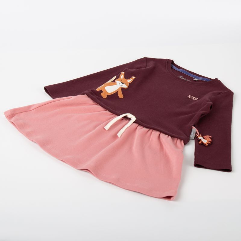 Sigikid Kinder Kleid mit Eichhörnchen Motiv, dunkelrot und rosa Tägliche Deals