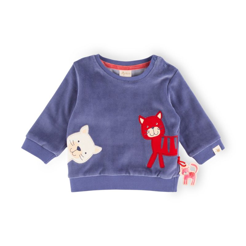 Sigikid Baby Nicki Langarmshirt Katze, blau VIP-Rabatte