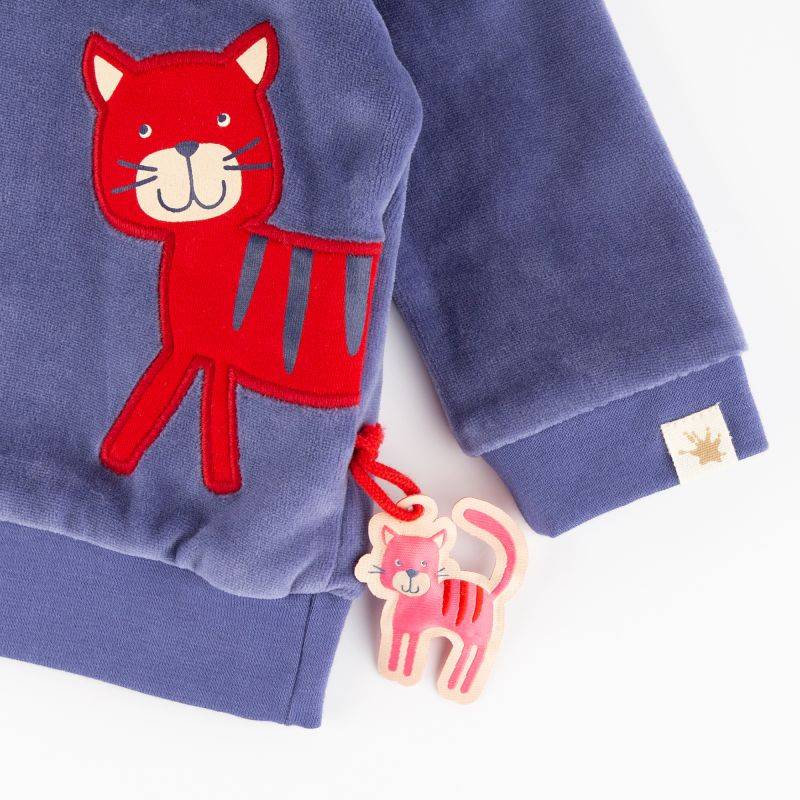 Sigikid Baby Nicki Langarmshirt Katze, blau VIP-Rabatte