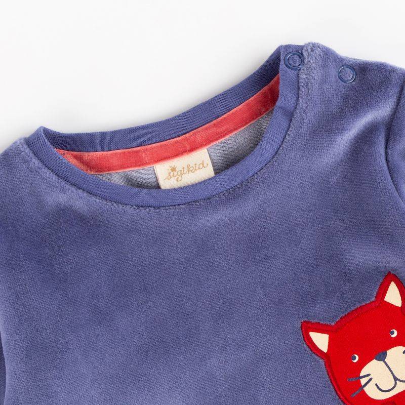 Sigikid Baby Nicki Langarmshirt Katze, blau VIP-Rabatte
