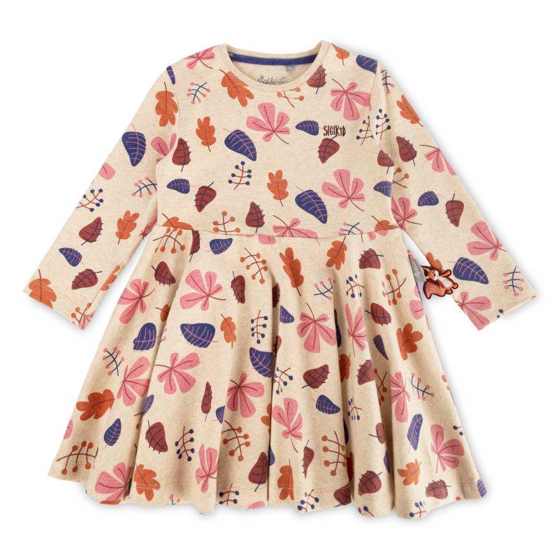 Sigikid Kinder Kleid, beige mit buntem Blätterprint JETZT KAUFEN