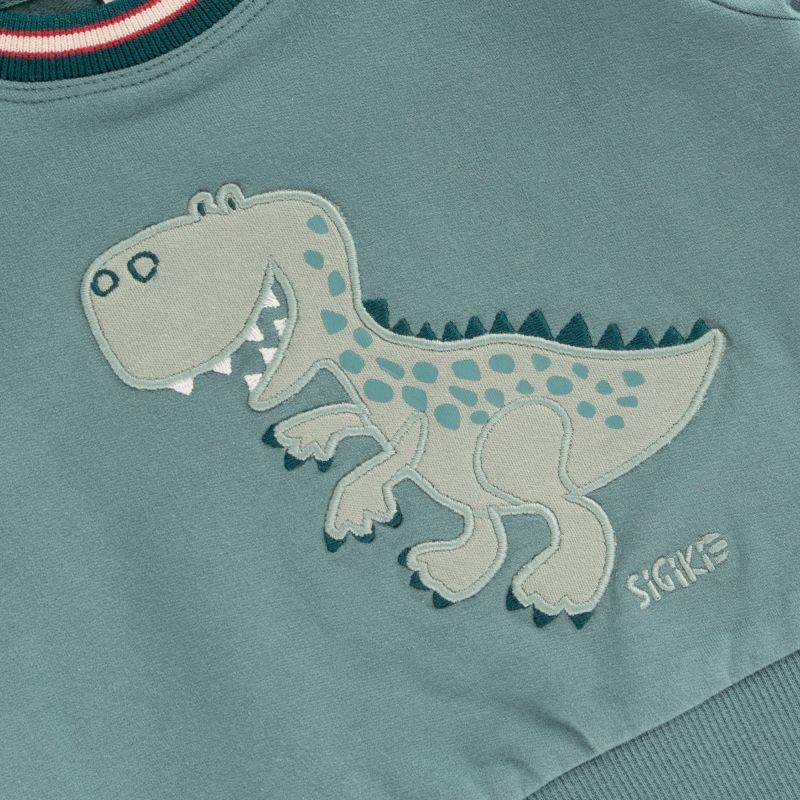 Sigikid Baby Sweatshirt mit Dino Motiv, grün 50% Rabatt mit kostenlosem Versand