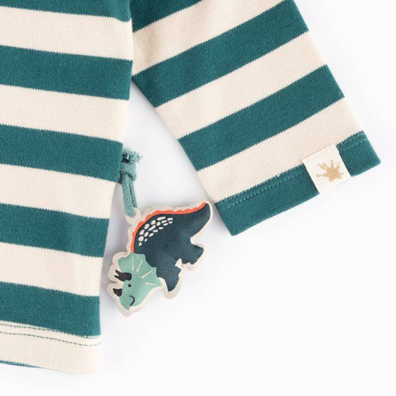 Sigikid Baby Streifen Langarmshirt Dino, grün-weiß Kostenloser Versand international