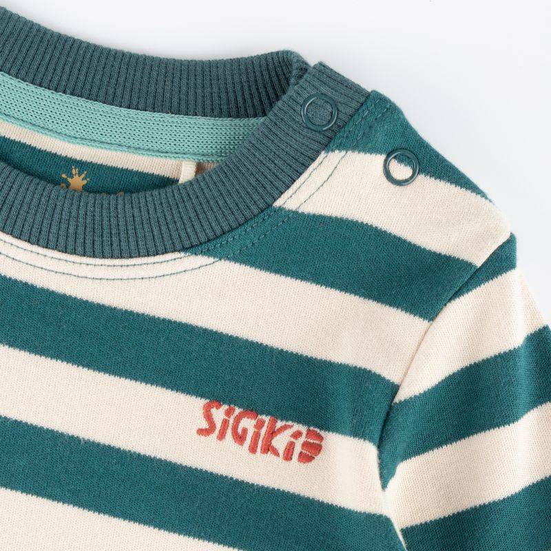 Sigikid Baby Streifen Langarmshirt Dino, grün-weiß Kostenloser Versand international