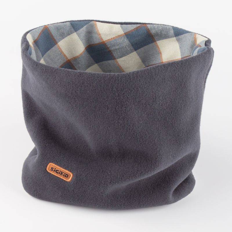 Sigikid Kinder Fleece Loopschal, grau oder blau-weiß kariert Fabrikladen