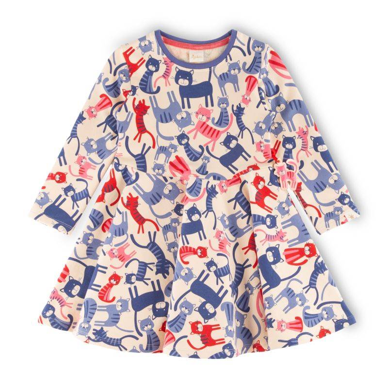 Sigikid Kinder Sweatkleid mit buntem Katzenprint 50% Rabatt für begrenzte Zeit