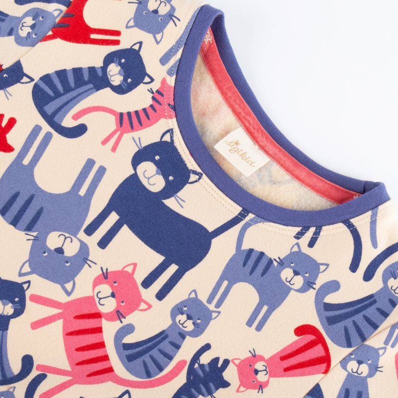 Sigikid Kinder Sweatkleid mit buntem Katzenprint 50% Rabatt für begrenzte Zeit