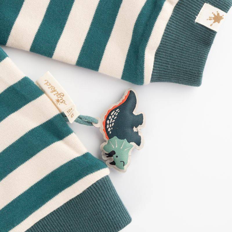 Sigikid Kinder Wendeshirt Dino, dunkelrot oder grün gestreift Schlussverkauf