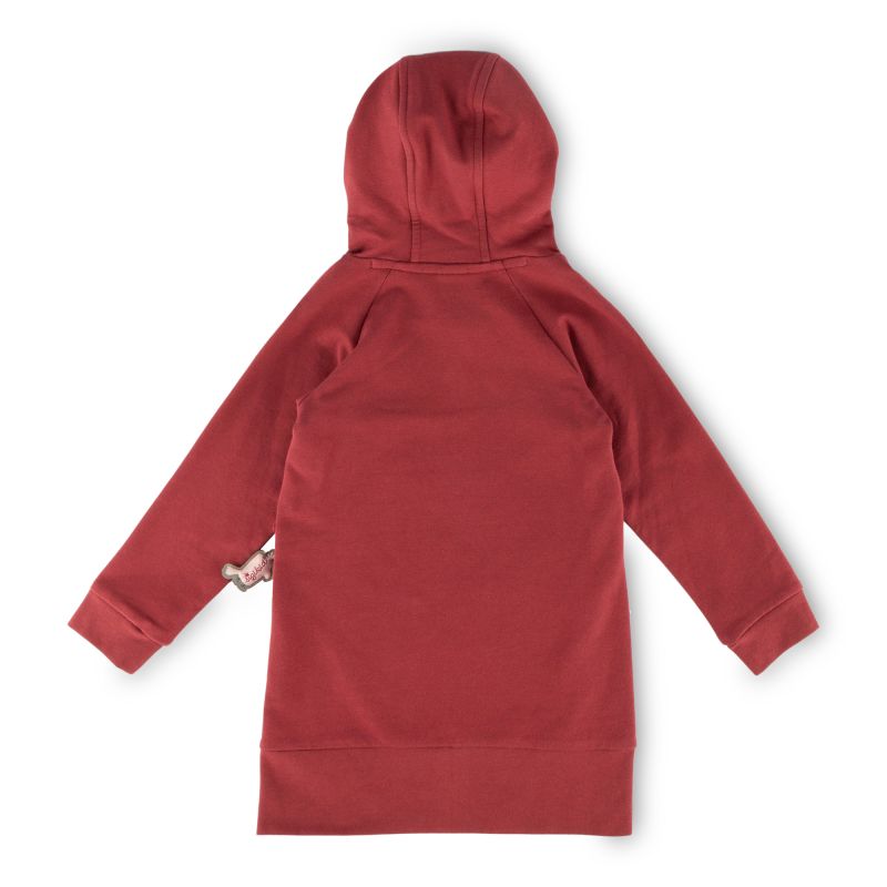 Sigikid Kinder Sweatkleid mit Kapuze und Stickmotiv Blumen, dunkelrot Limitierter Zeitrabatt