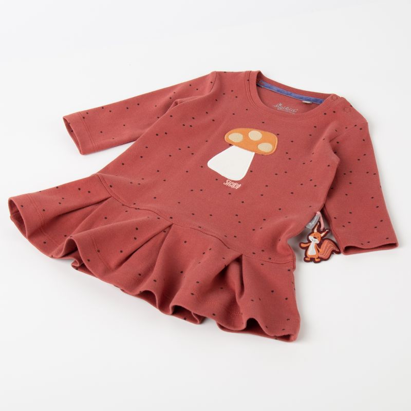 Sigikid Baby Kleid rotbraun mit Pünktchen und Herbst Motiv Online Shopping
