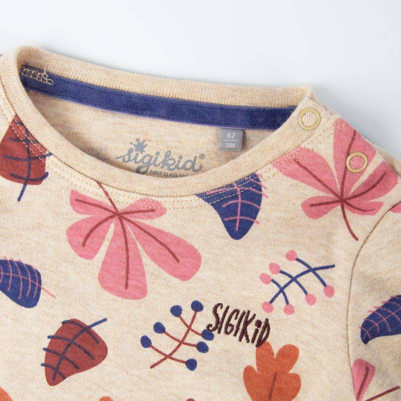 Sigikid Baby Langarmshirt beige mit Herbstprint Top Angebot