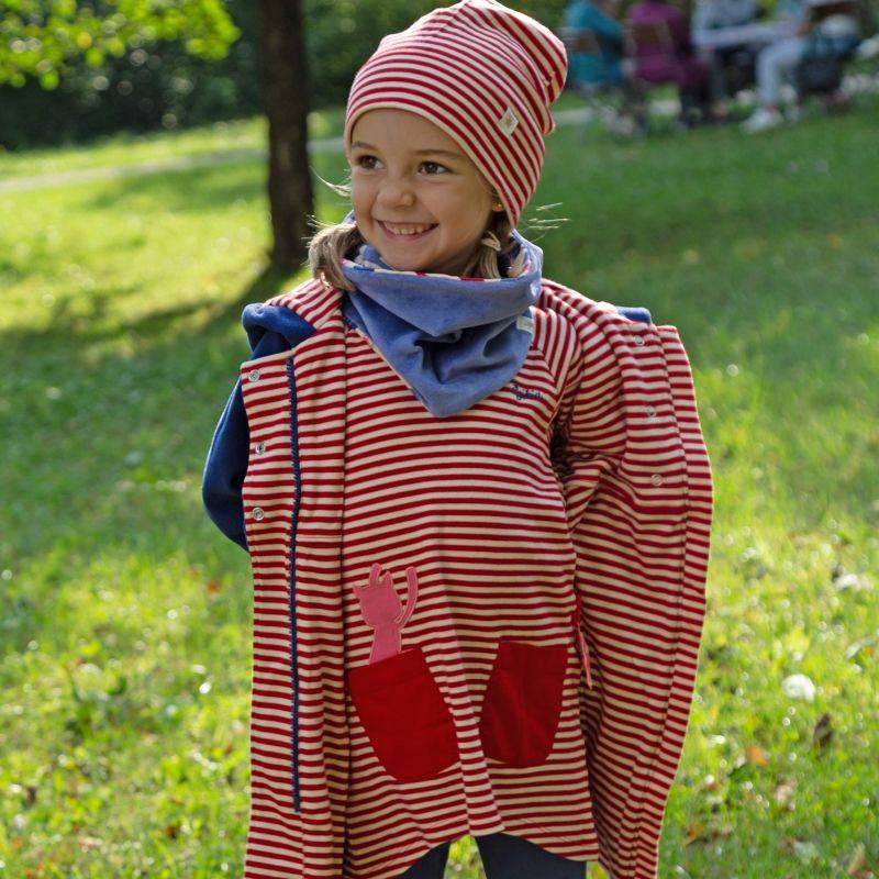 Sigikid Kinder Ringelkleid mit Katzen Motiv, rot-weiß Neueste Mode