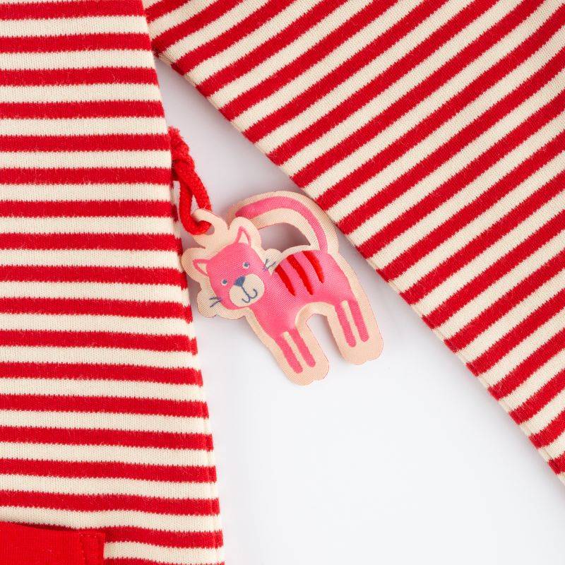 Sigikid Kinder Ringelkleid mit Katzen Motiv, rot-weiß Neueste Mode