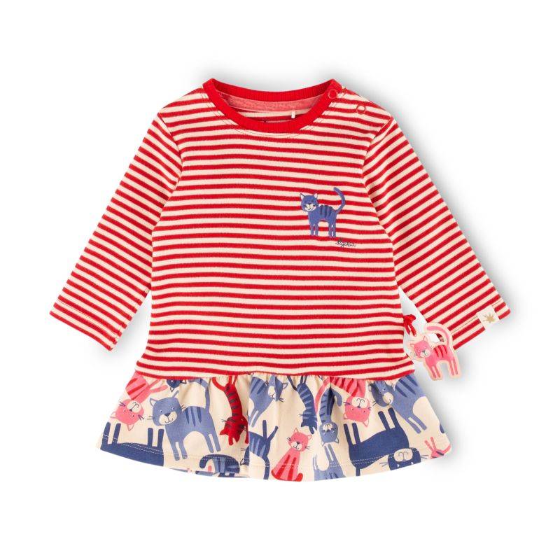 Sigikid Baby Ringelkleid mit Katzen Motiv, rot-weiß Neuheiten