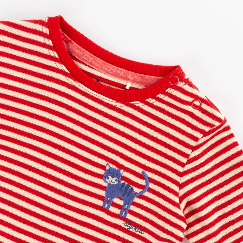 Sigikid Baby Ringelkleid mit Katzen Motiv, rot-weiß Neuheiten