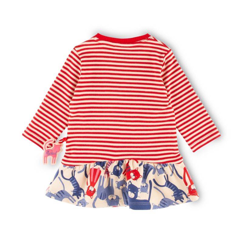 Sigikid Baby Ringelkleid mit Katzen Motiv, rot-weiß Neuheiten