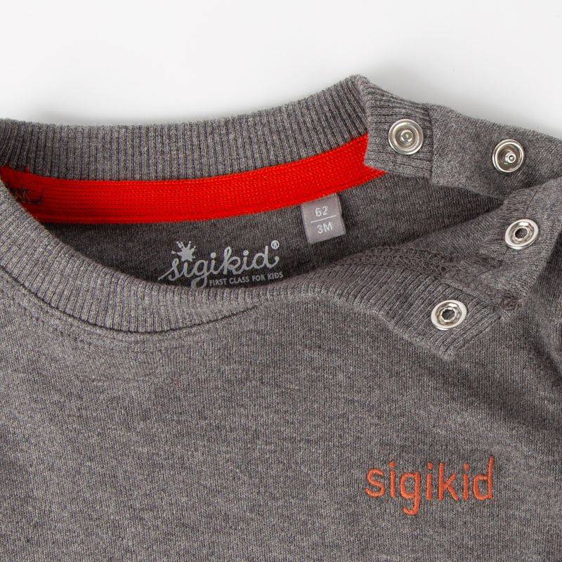 Sigikid Baby Langarmshirt mit Eisbär Motiv, graumeliert Räumungsverkauf