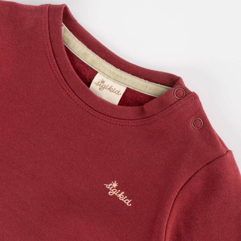 Sigikid Baby Sweat Longshirt mit Stickmotiv Blumen, dunkelrot Sonderangebote