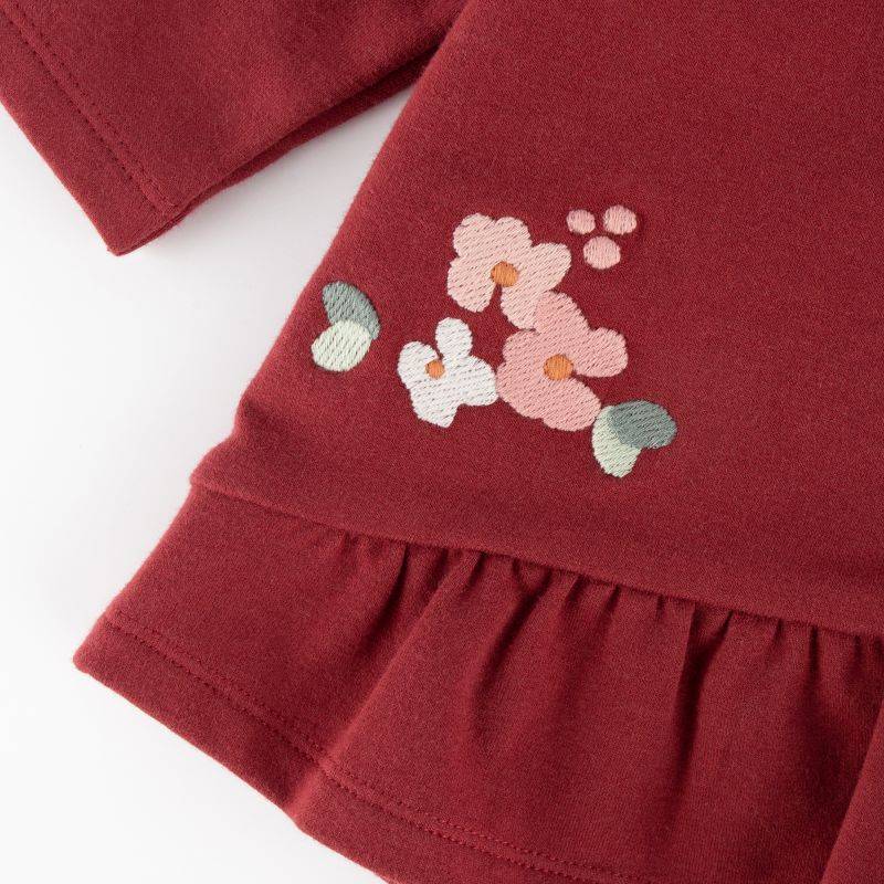 Sigikid Baby Sweat Longshirt mit Stickmotiv Blumen, dunkelrot Sonderangebote