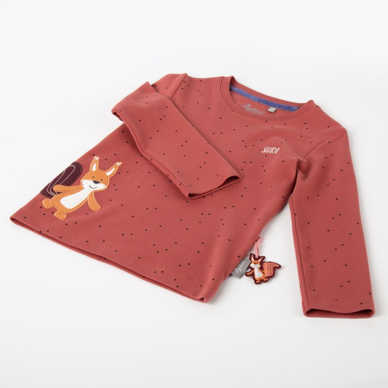 Sigikid Kinder Langarmshirt mit Eichhörnchen Motiv, rotbraun mit Pünktchen Wochenangebot